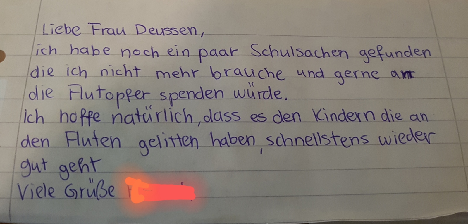 Schreiben Schülerin