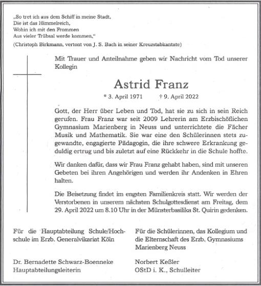 Franz-Anzeige