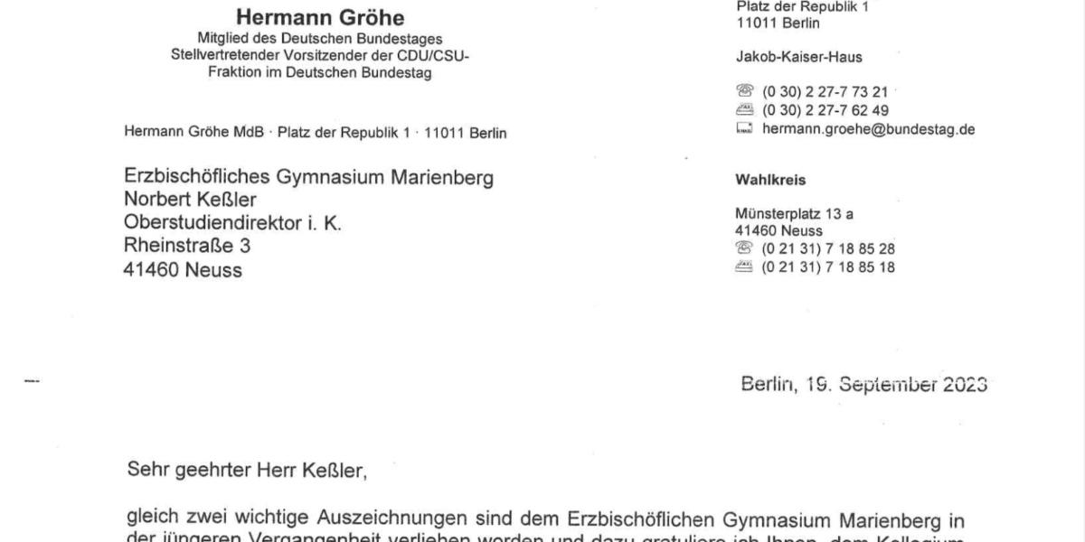 Glückwunsch Gröhe